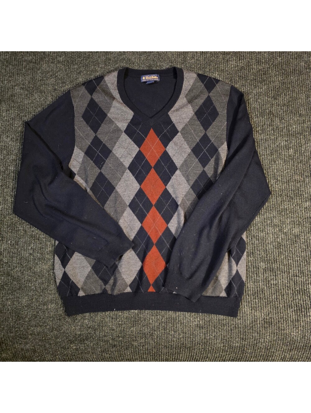 Brooks Brothers XXL Merino Wool Argyle V-Neck Sweater